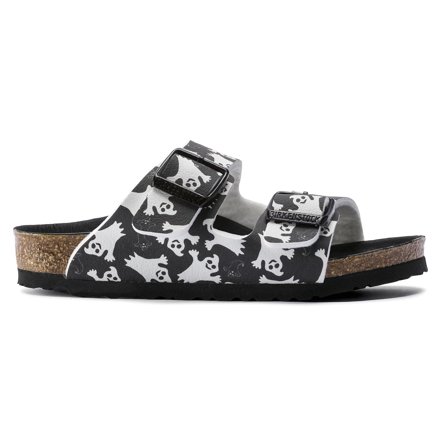 Shop Birkesntock Black/Night Glow Ghost Black Arizona Kids Birko-Flor double strap sandal