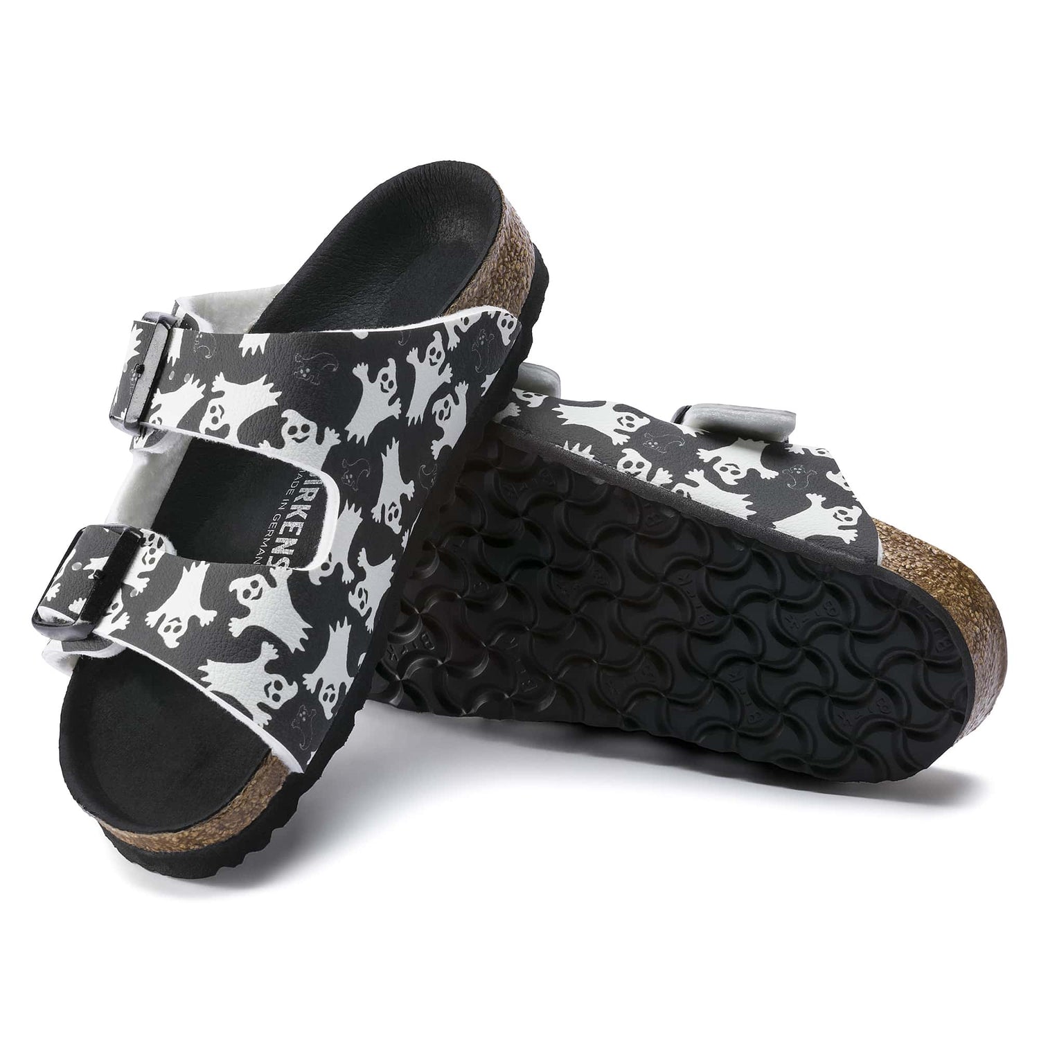 Know about Birkesntock Black/Night Glow Ghost Black Arizona Kids Birko-Flor double strap sandal