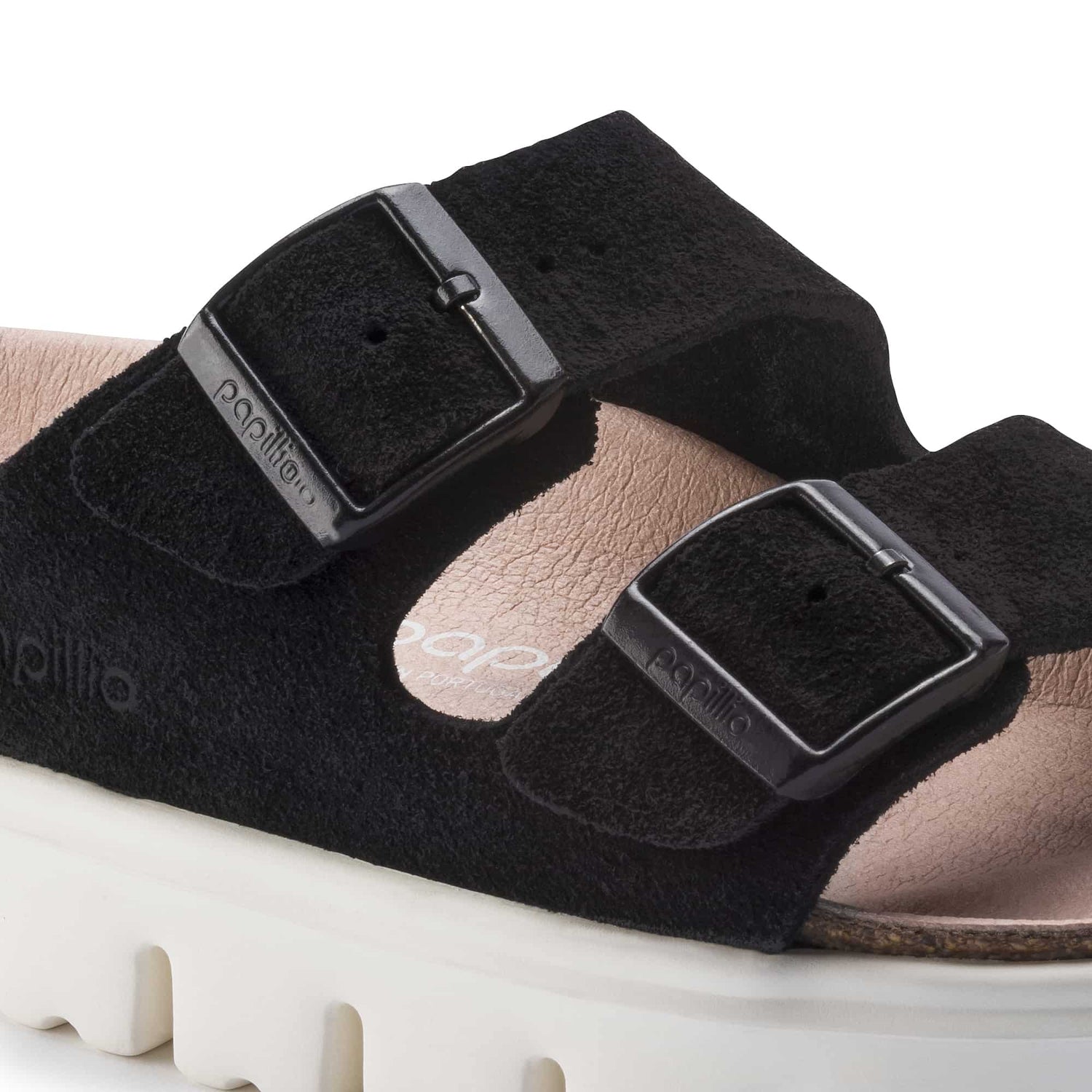 Birkenstock Black Arizona Platform Suede Leather