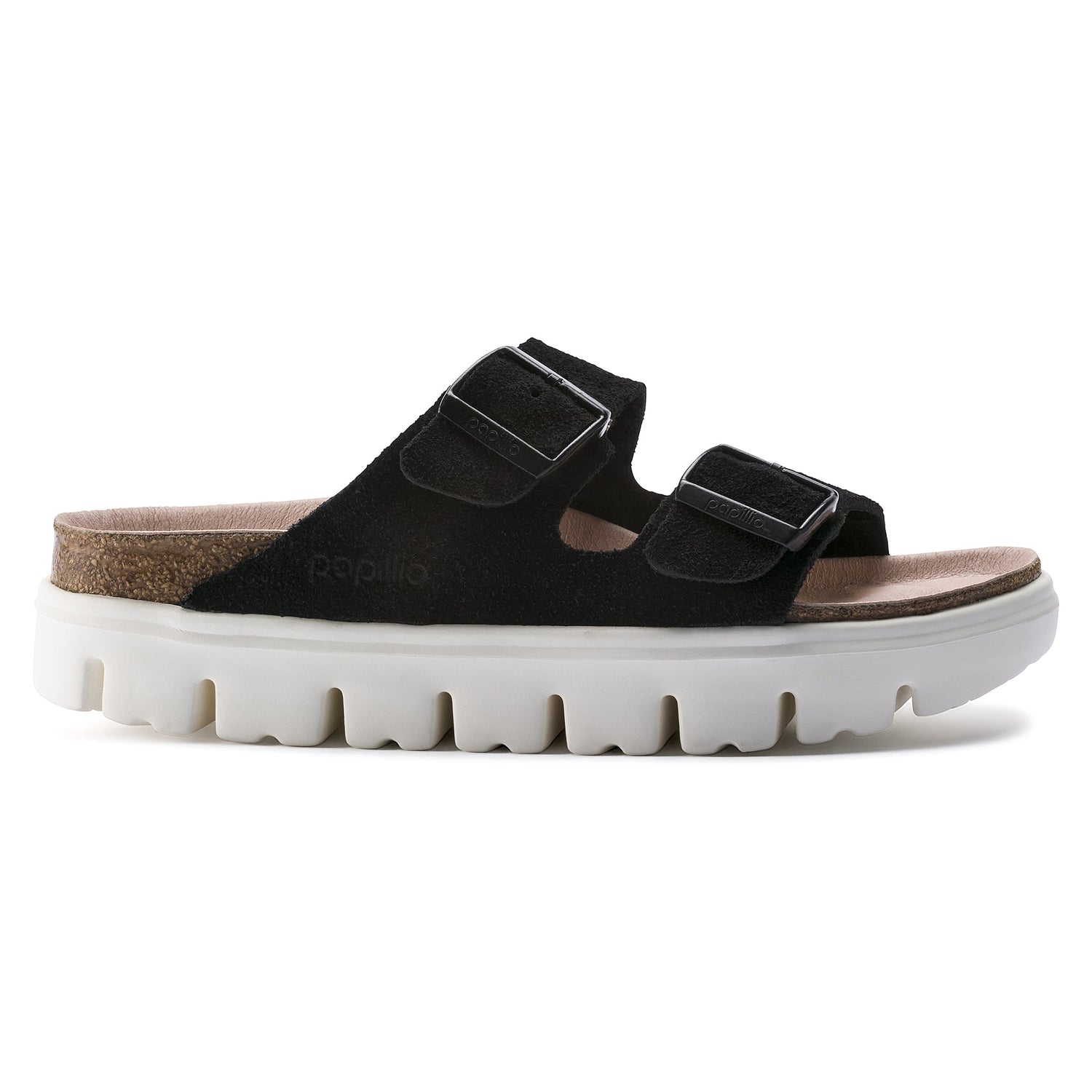 Birkenstock Black Arizona Platform Suede Leather detail