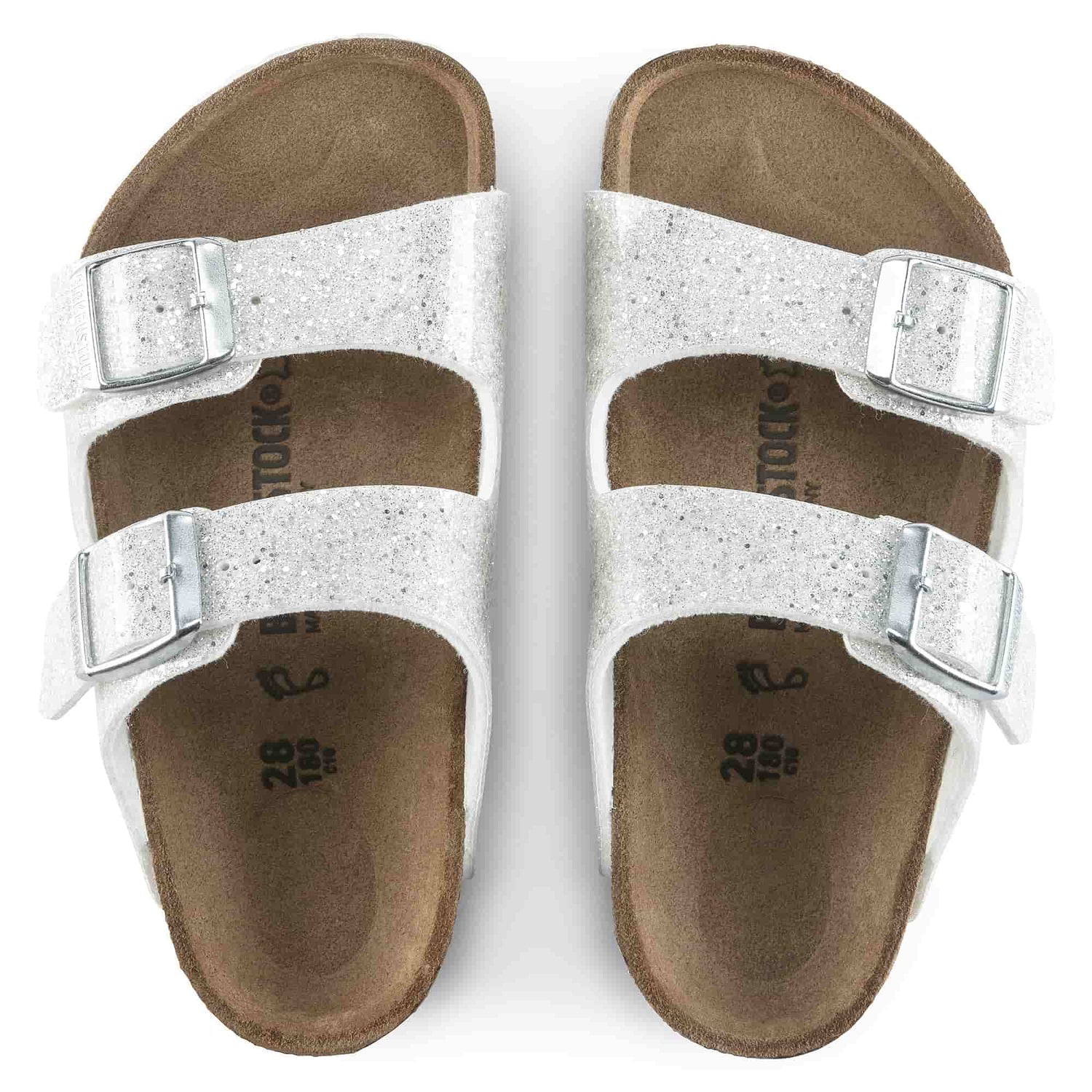 Birkenstock Sparkle White Cosmic Sparkle White Arizona Kids Birko-Flor Top View