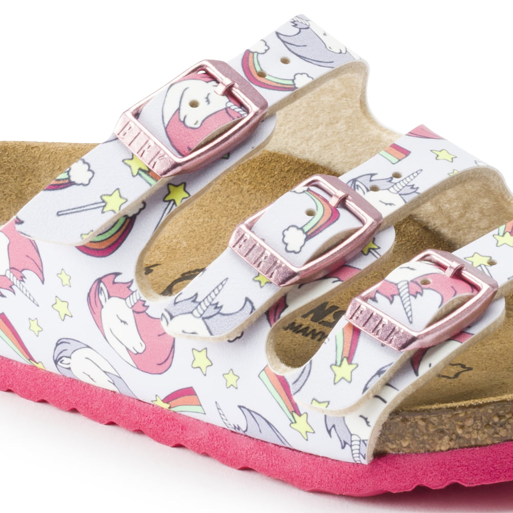 Birkenstock Unicorn Pink Florida Kids Birko-Flor closeup