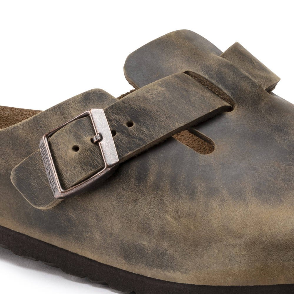 Birkenstock Mud Green Boston Oiled Leather Clog Detail