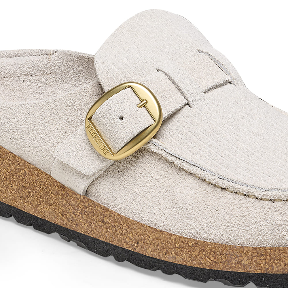 Birkenstock White/Corduroy Antique White Buckley Suede Embossed clog Details