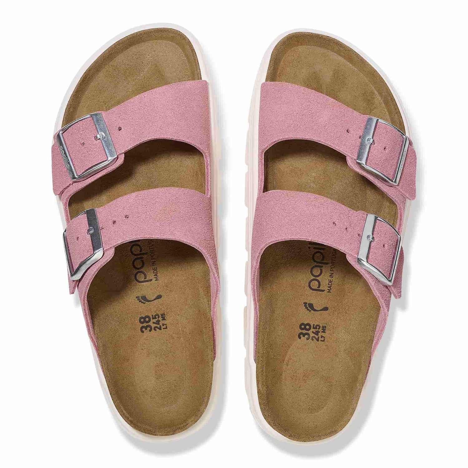 Birkenstock Arizona Chunky pink Suede Leather Top Look