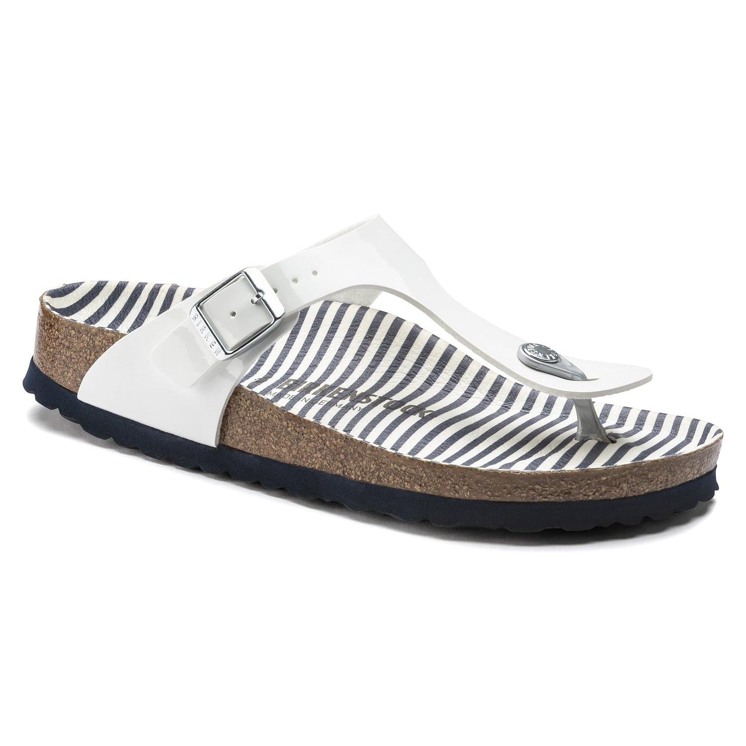 Birko-Flor Patent Nautical Stripes White - BIRKENSTOCK