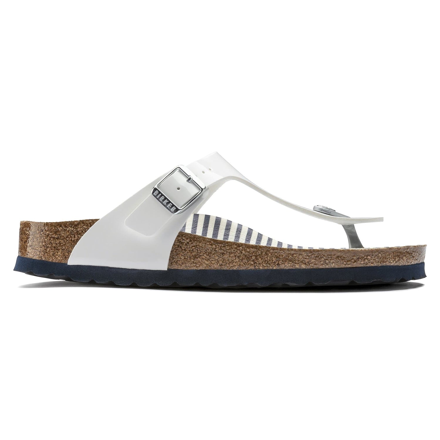 Birko-Flor Patent Nautical Stripes White - BIRKENSTOCK