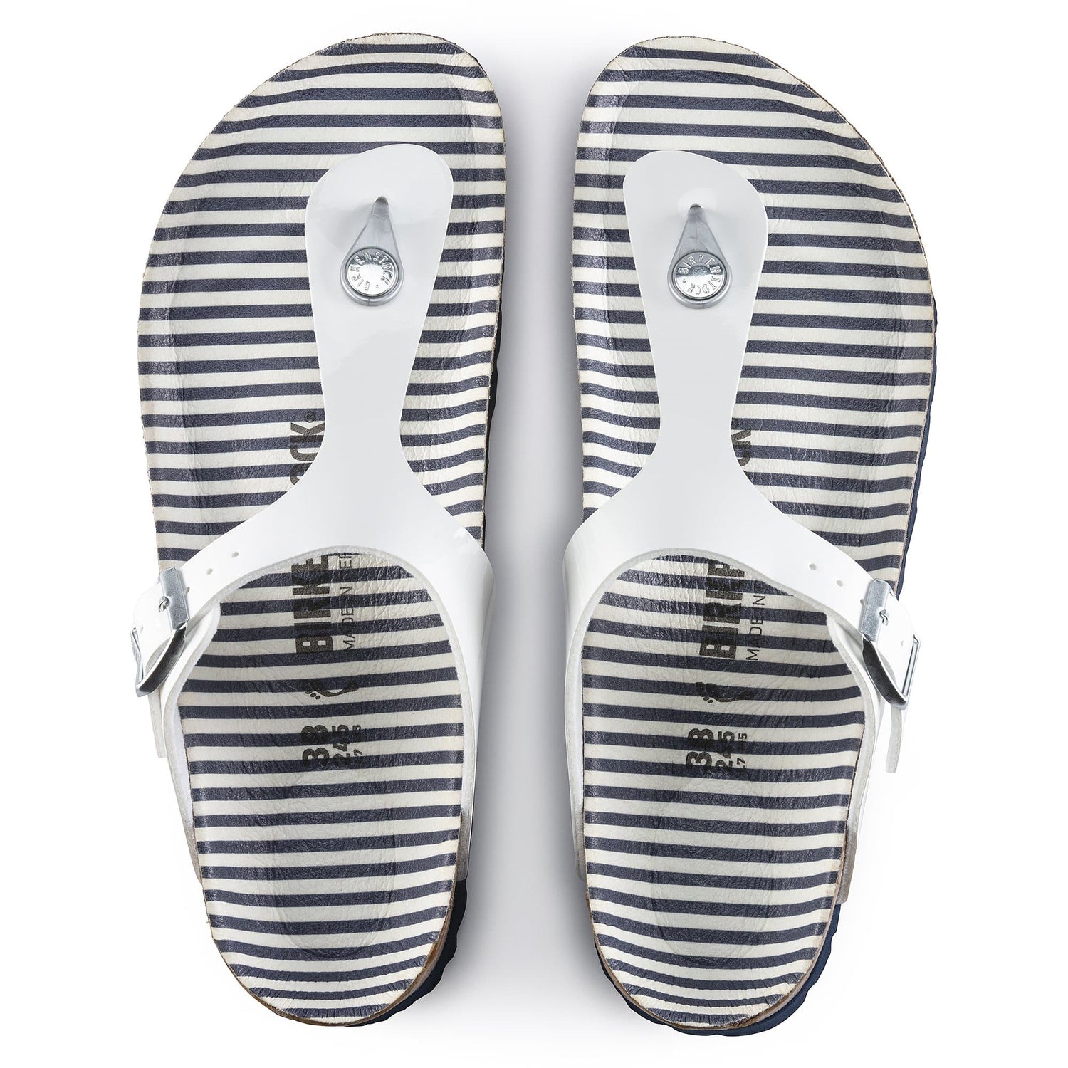 Birko-Flor Patent Nautical Stripes White - BIRKENSTOCK