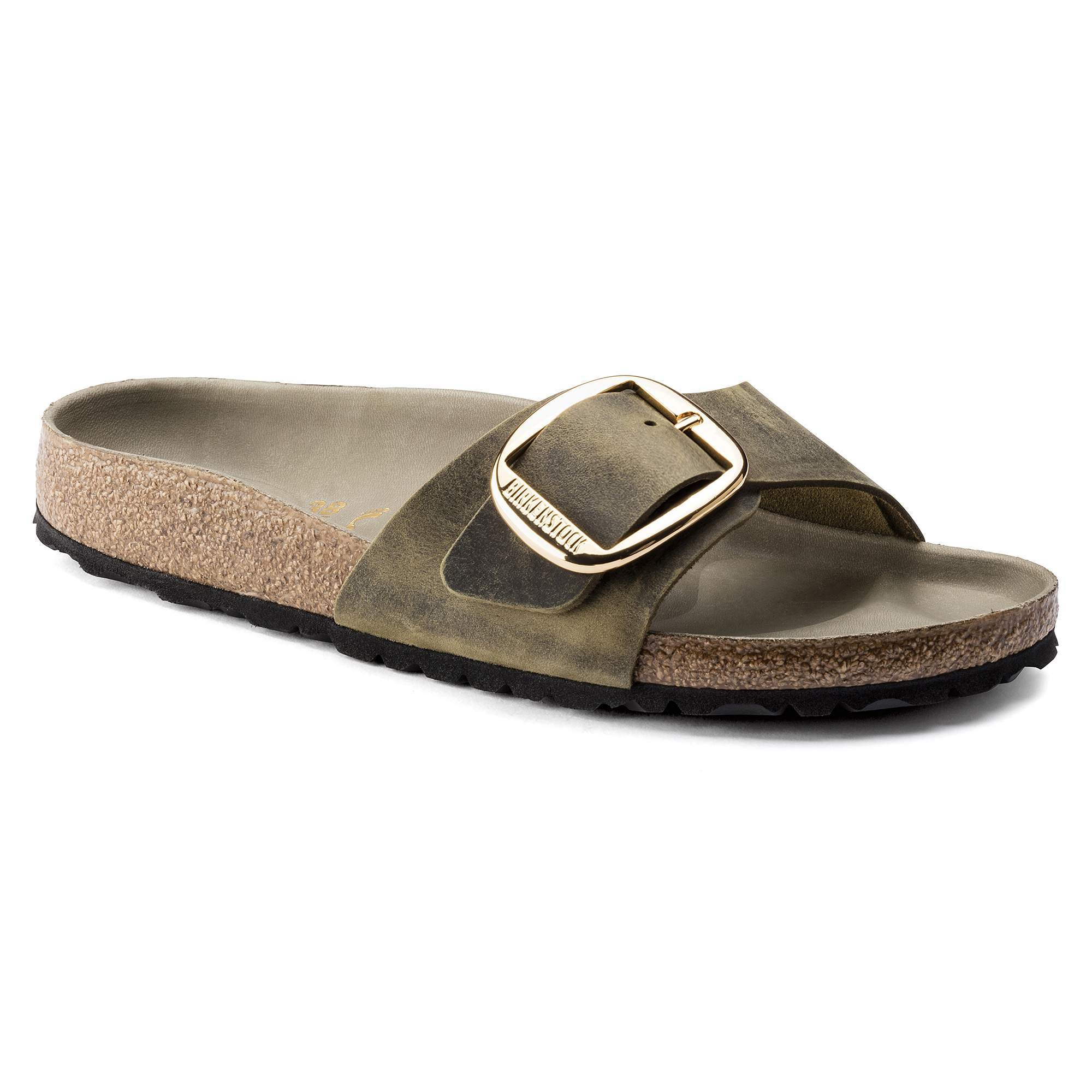 BIRKENSTOCK Madrid Big Buckle Oiled Leather Sandal Green Jade