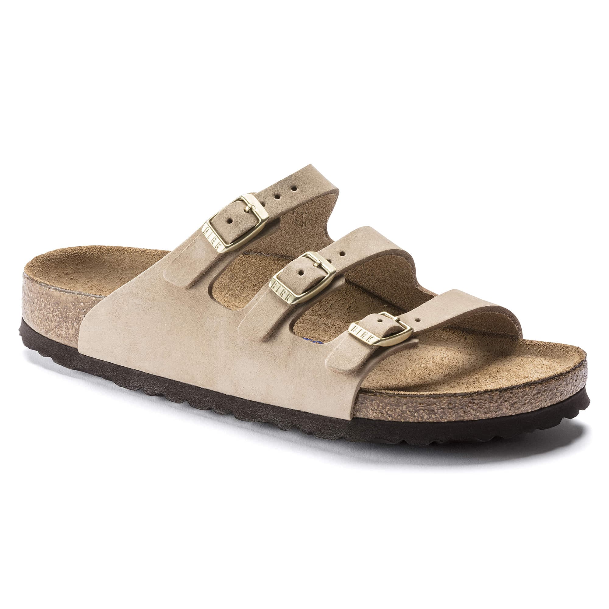 BIRKENSTOCK Florida Fresh Soft Footbed Nubuck Leather Sandal Beige