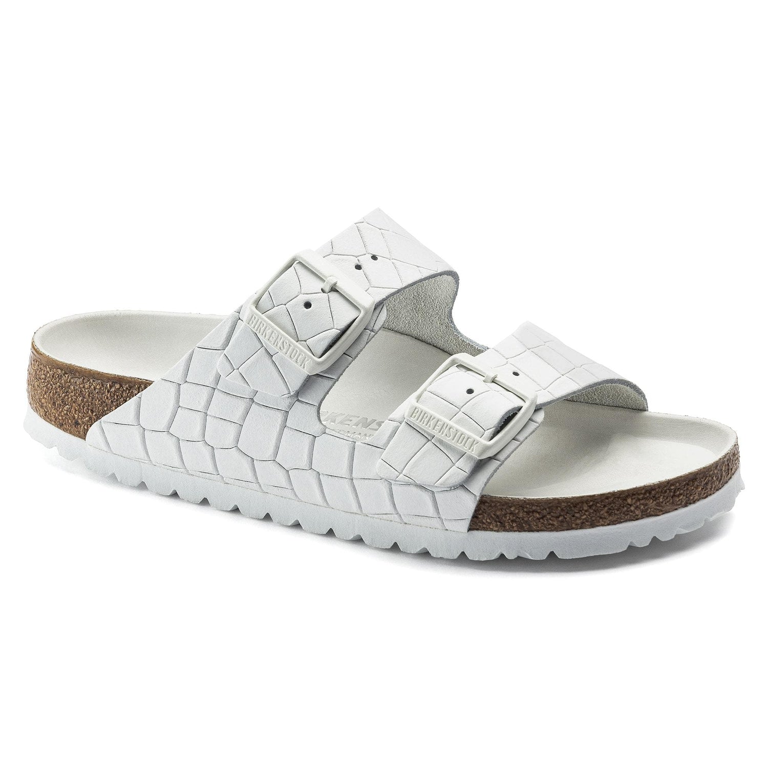 BIRKENSTOCK Arizona Embossed Natural Leather White Sandal