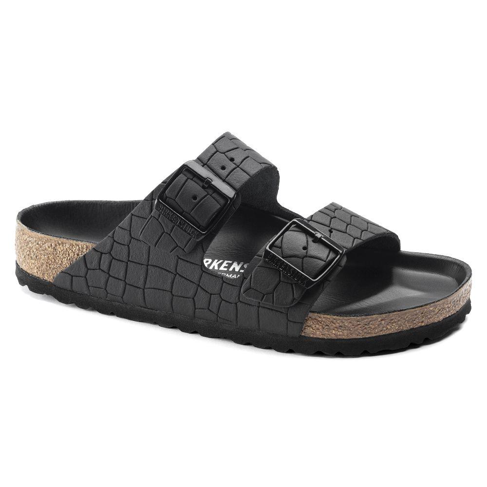 BIRKENSTOCK Arizona Embossed Natural Leather Black Sandal