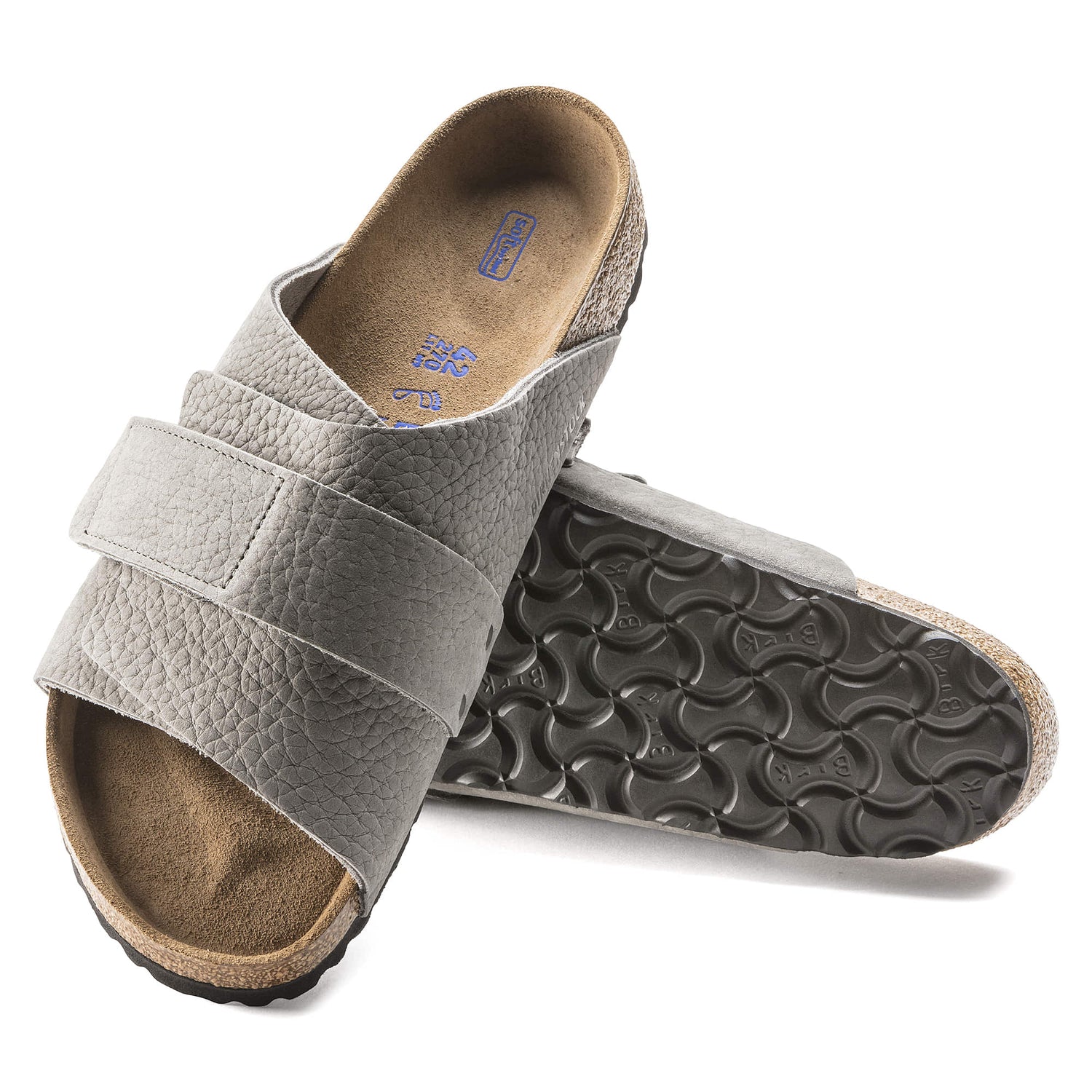 Birkenstock Gray/Desert Buck Whale Gray Kyoto Soft Footbed Nubuck Leather footbed Sandal Sole