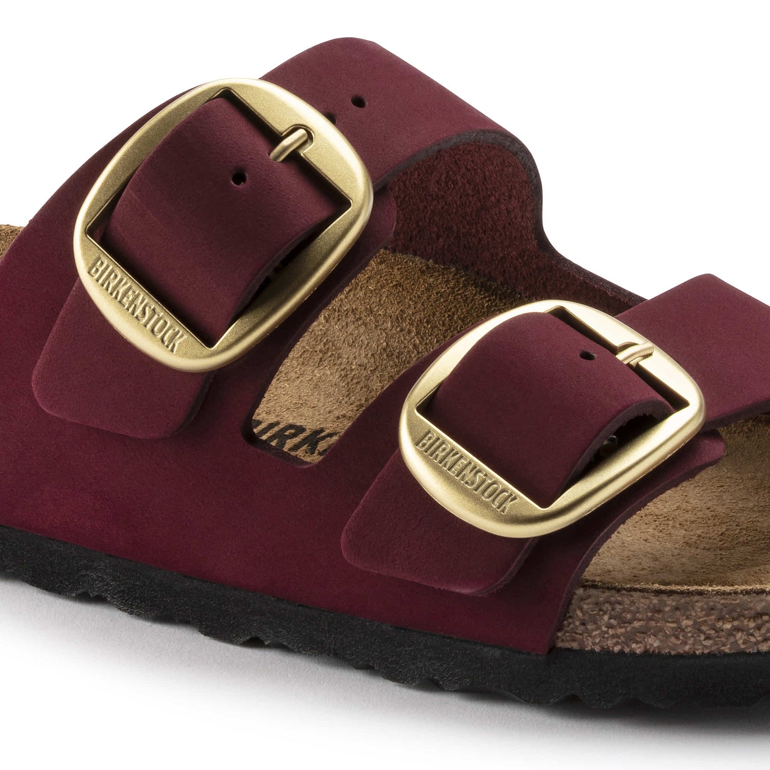 Birkenstock Arizona Big Buckle Red Nubuck Leather Sandal Details