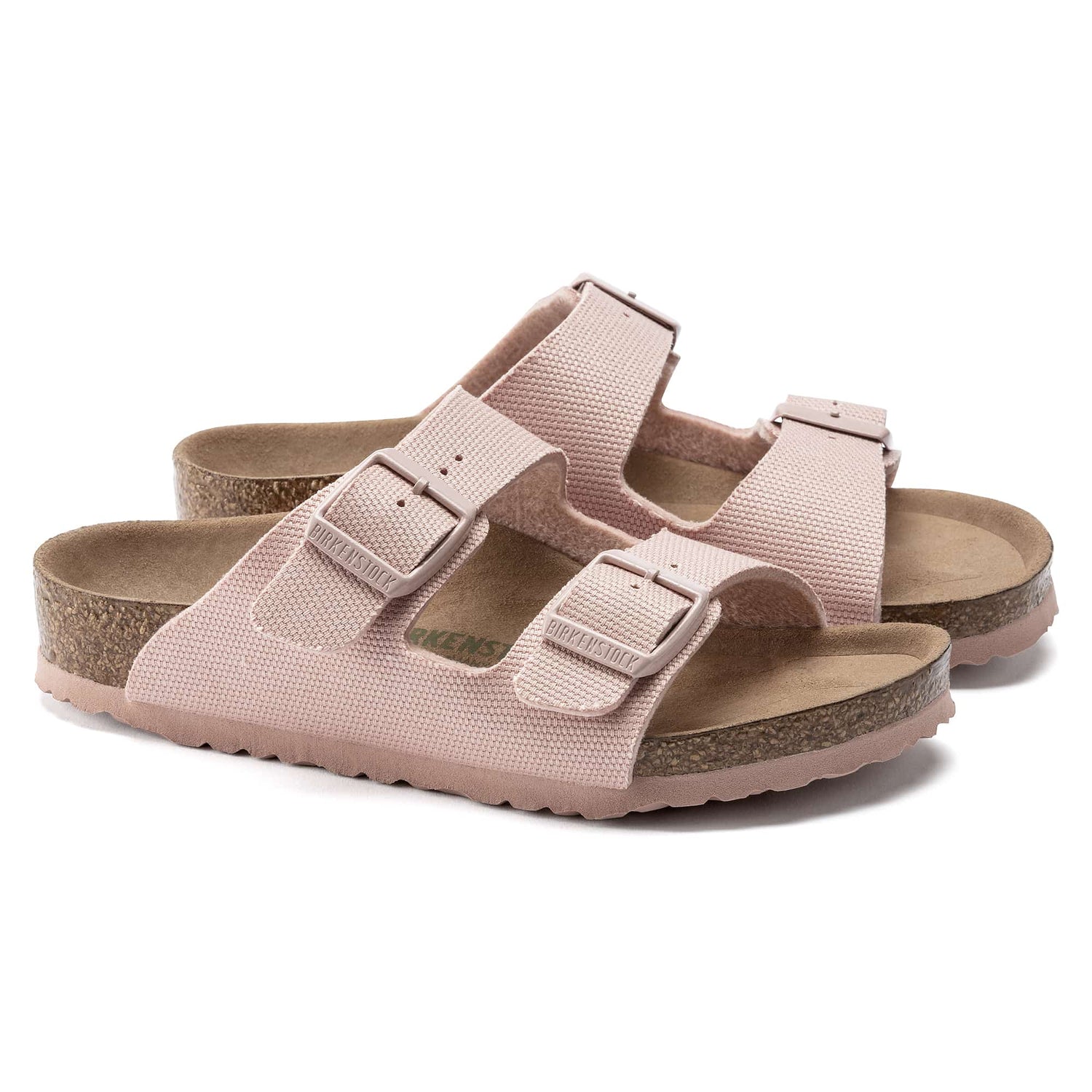 Birkenstock Arizona Kids Vegan Soft pink Textile Sandal Pair