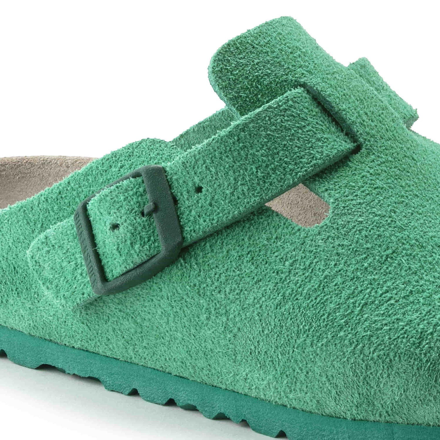 Birkesntock Green/Bold Green Boston Suede Leather Clog Details