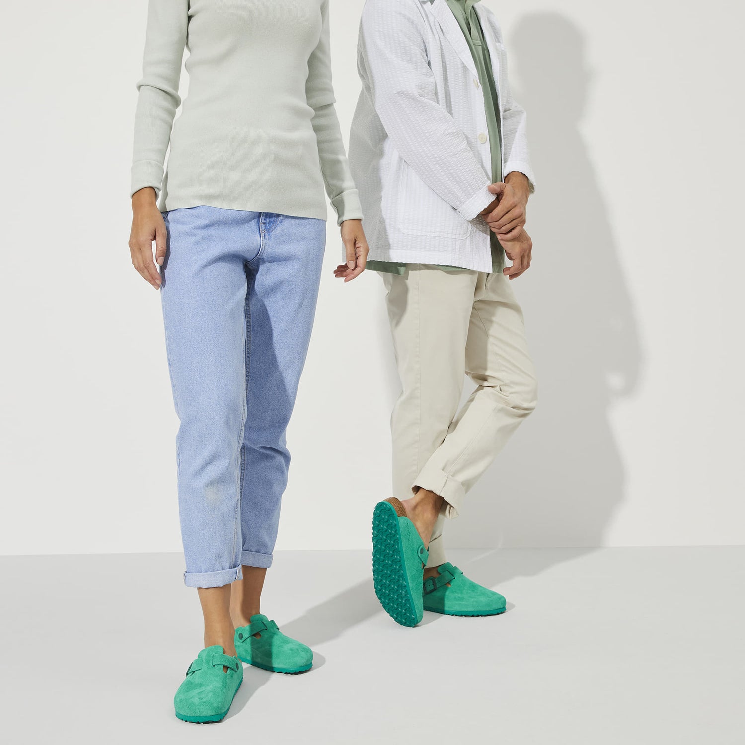 Shop the most comfortable Birkesntock Green/Bold Green Boston Suede Leather Clog 