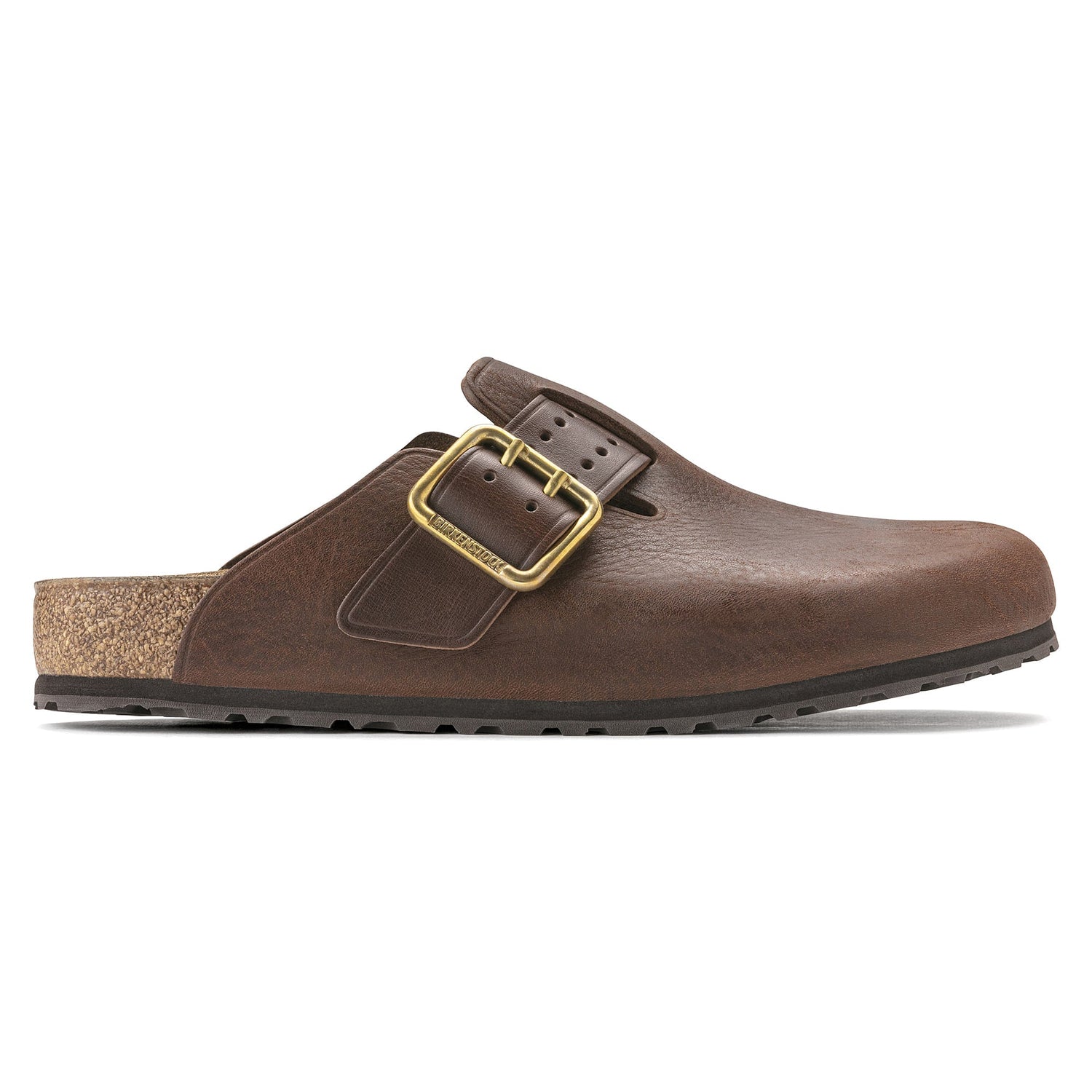 Birkenstock Boston Brown Bold Gap Natural Leather - side look