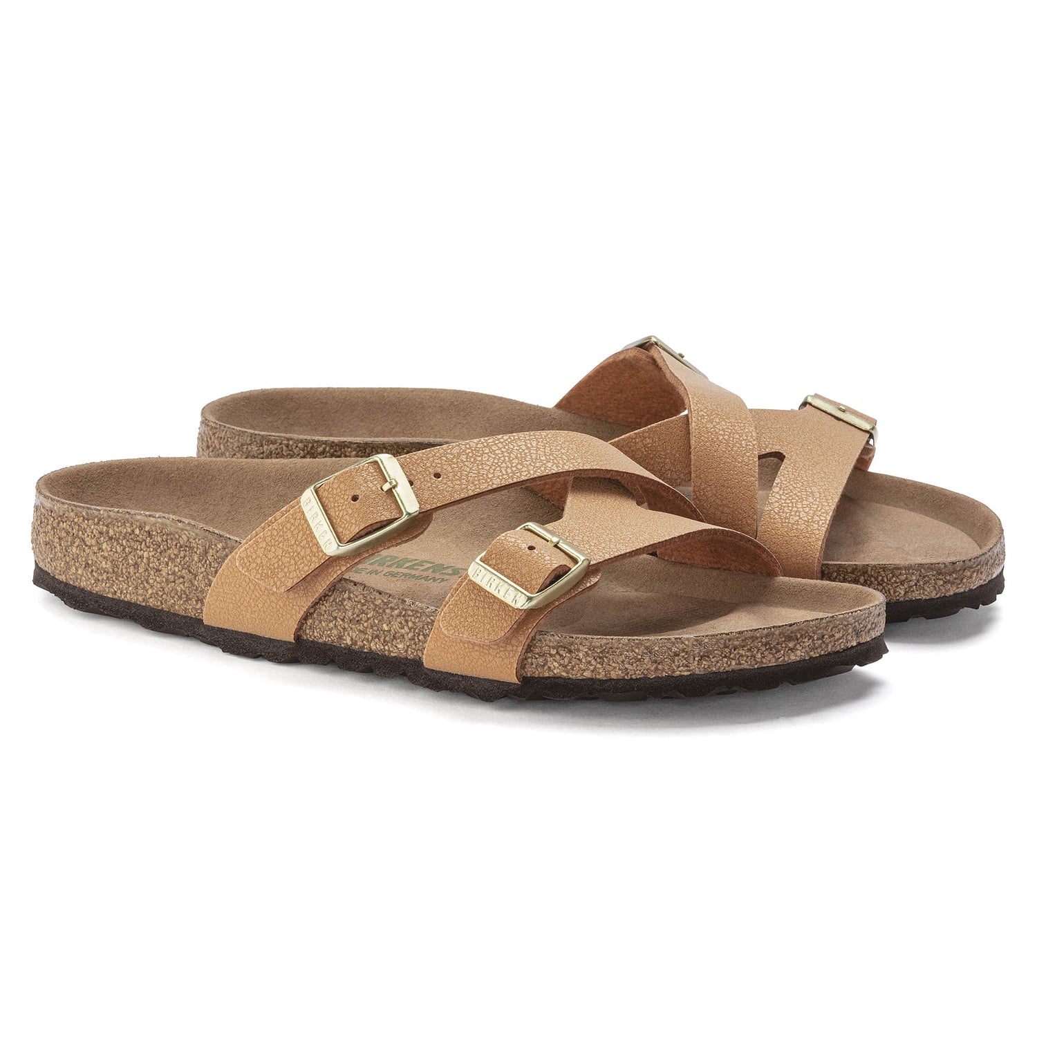 Birkenstock Yao Vegan Birko-Flor brown Nubuck Sandal Pair