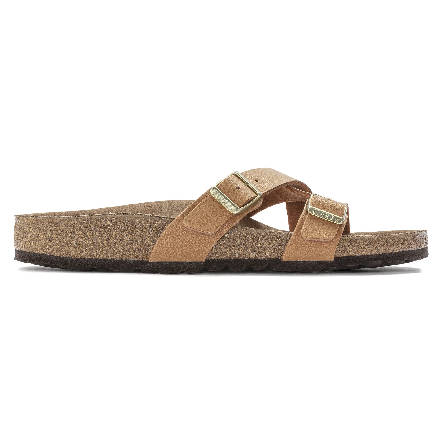 Birkenstock Yao Vegan Birko-Flor brown Nubuck Sandal Side Look