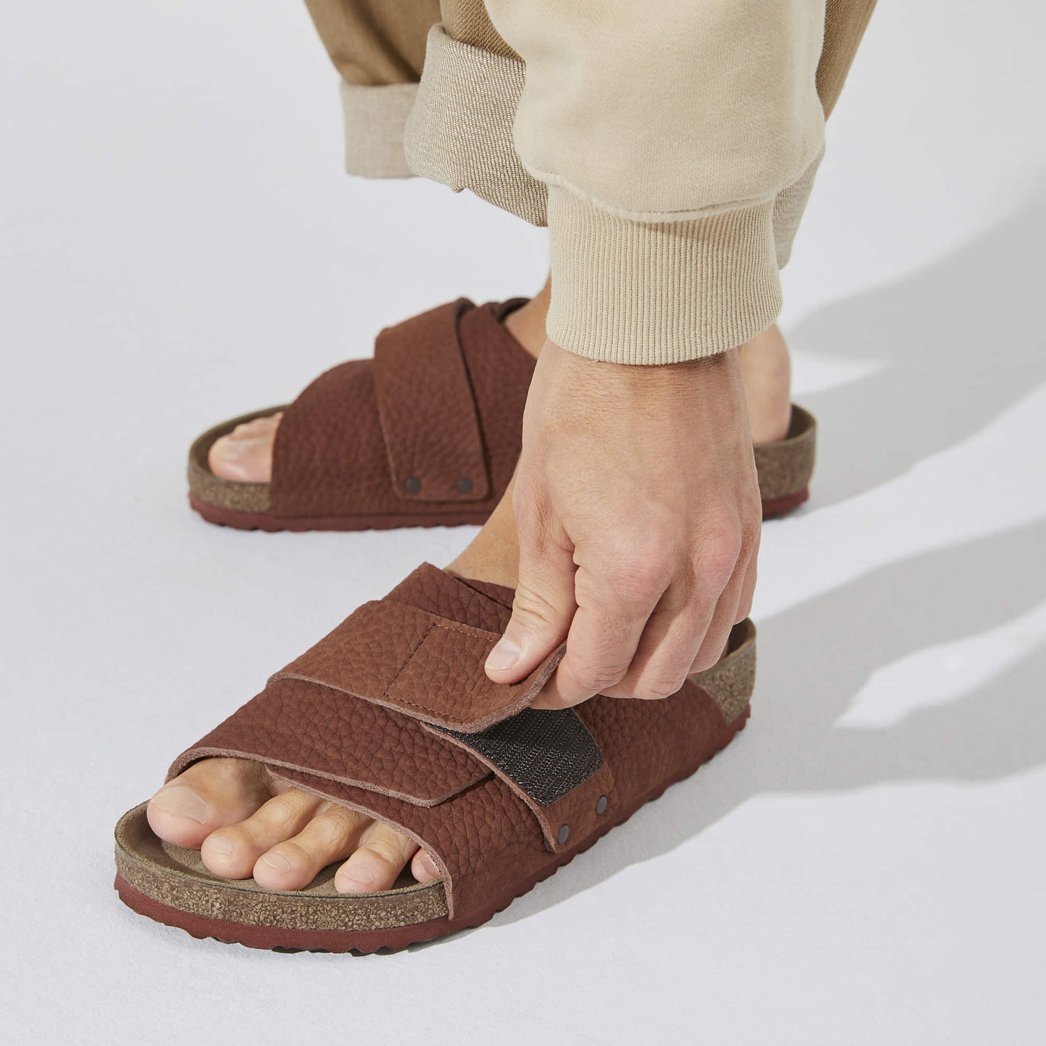 Shop Birkerstock Red/Desert Buck Burnt Clay Kyoto Nubuck Leather Sandal