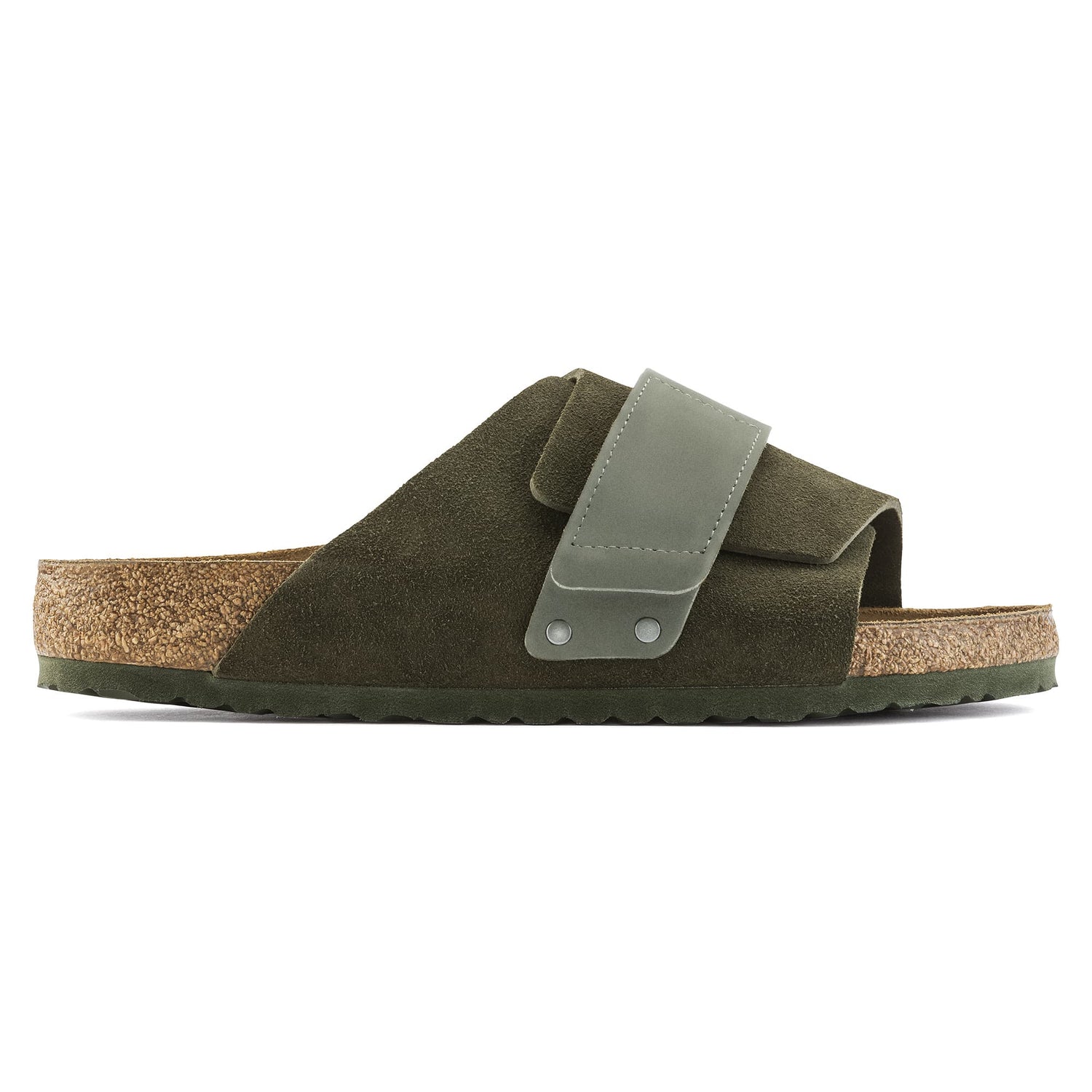 Birkenstock Kyoto Green Suede Leather Side Look