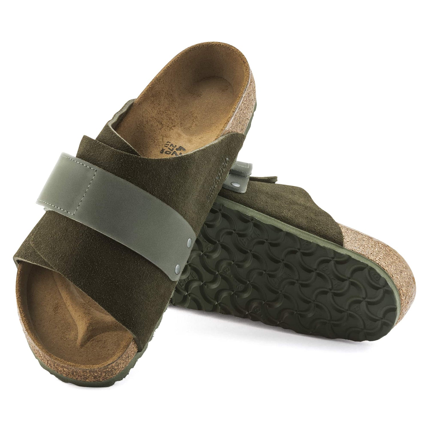 Birkenstock Kyoto Green Suede Leather Sole 