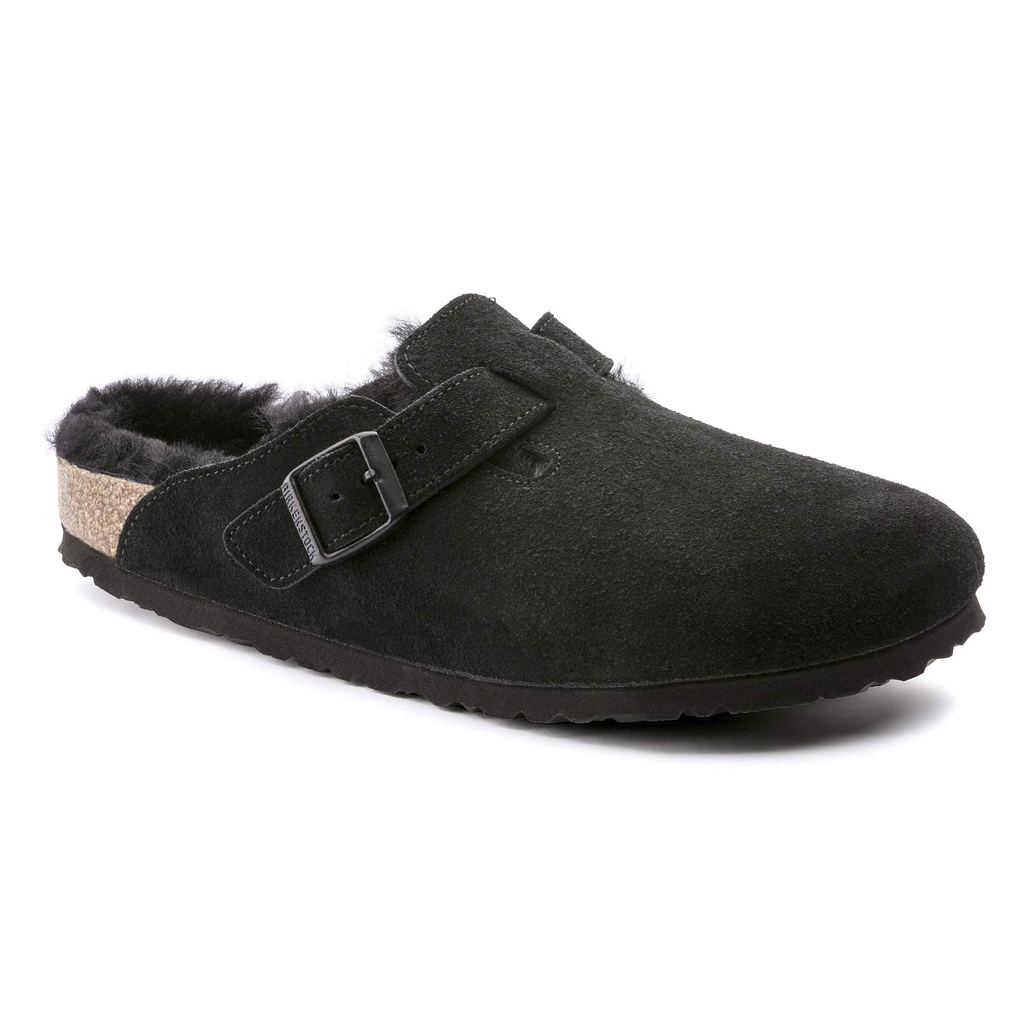 BIRKENSTOCK Boston Shearling Suede Leather Clog Black