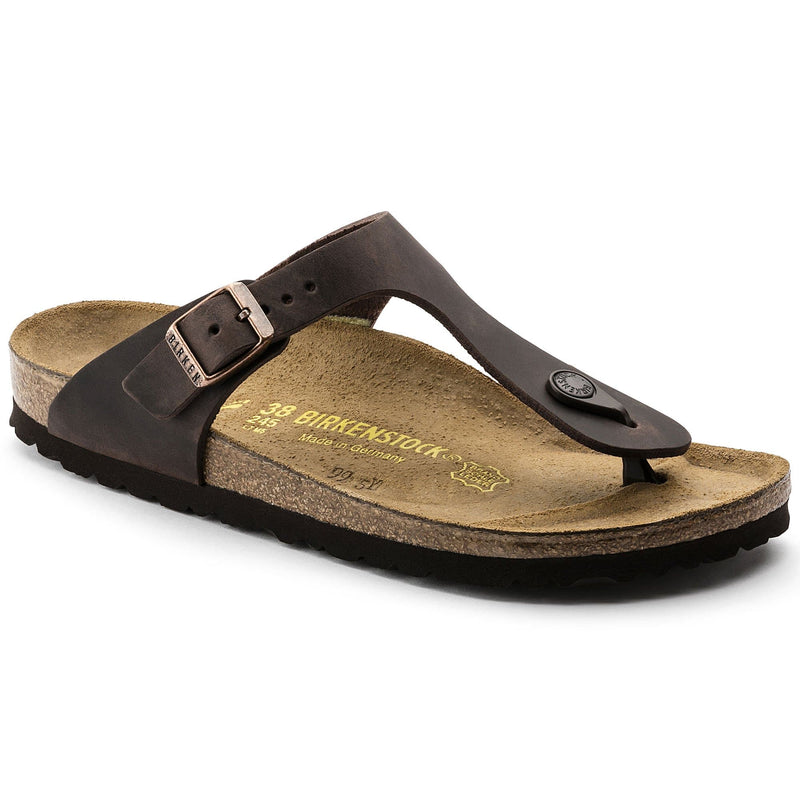 BIRKENSTOCK Gizeh Oiled Leather Sandals - Habana and Iron